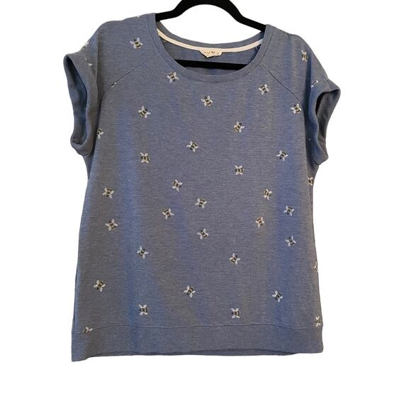 Jane & Delancey Bumblebee Blue Medium Short Sleeve Top Shirt - Picture 1 of 8